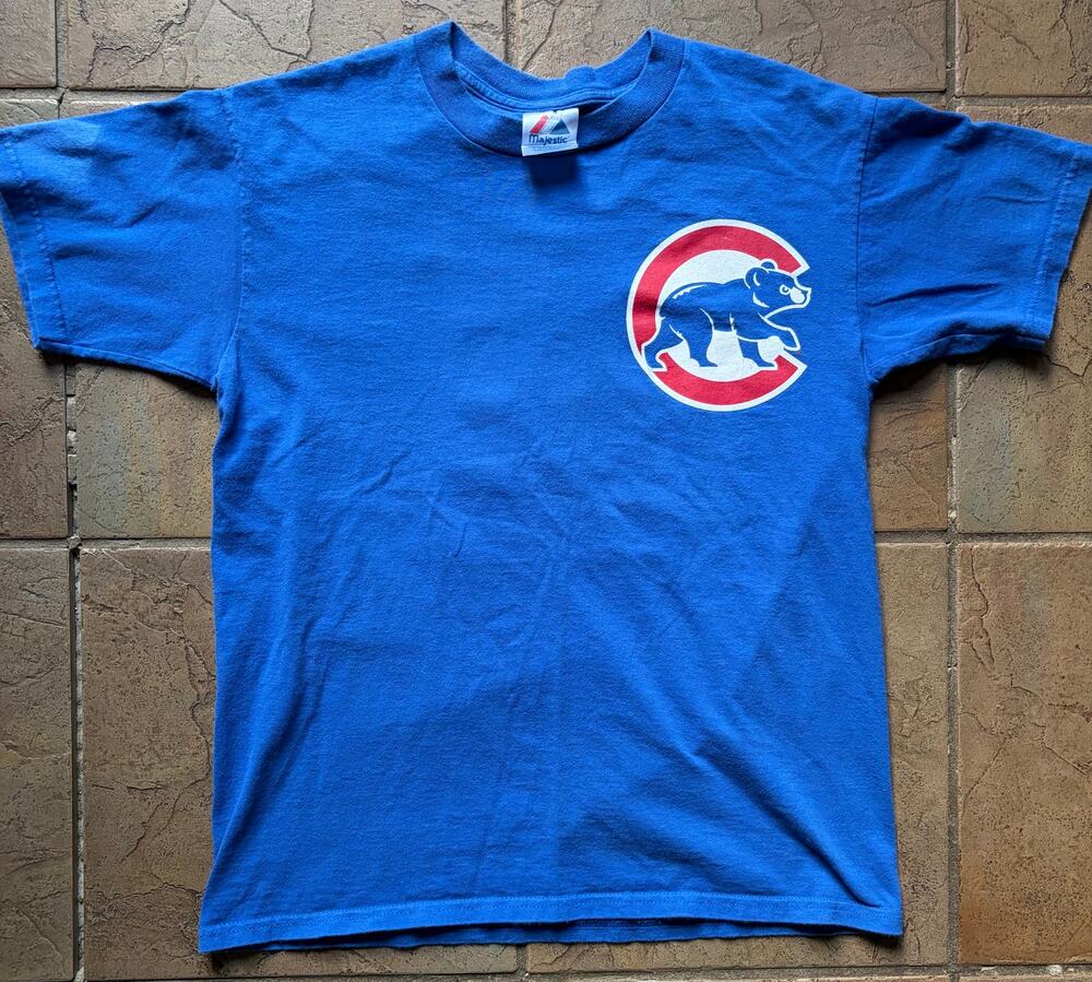 90s Chicago Cubs Greg Maddux #31 Majestic Double Sided T-Shirt Youth Large